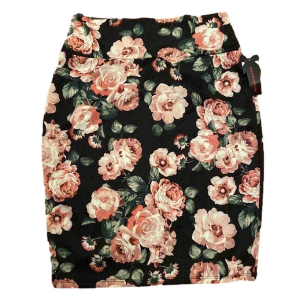 NWT Silhouette NYC Floral Skirt Black Pink Green Size 2X